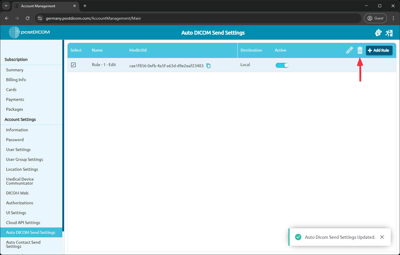 How To Manage Your Auto DICOM Send Settings
