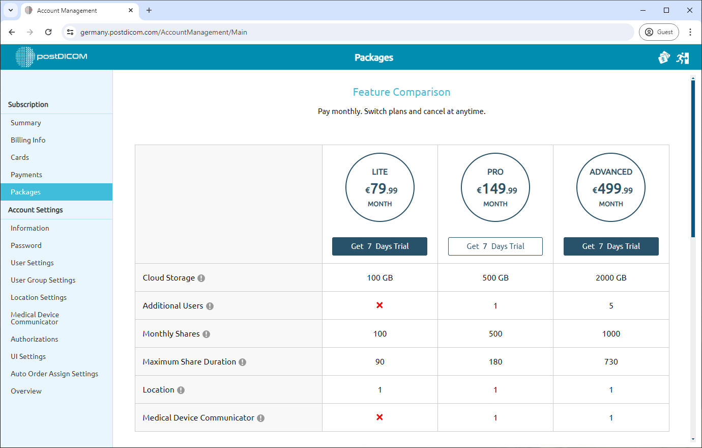 How To Subscribe to PostDICOM's paid plans